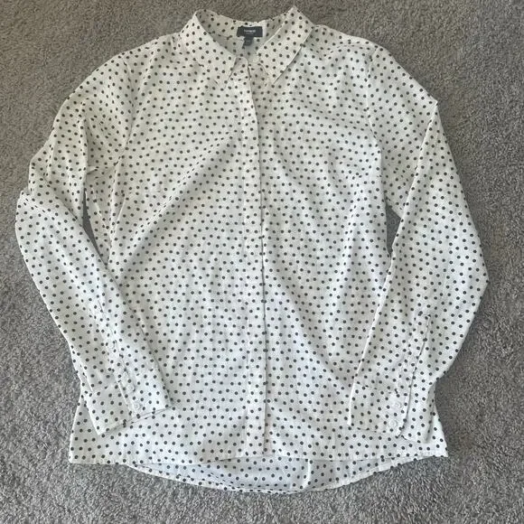 Express Portofino Georgette Polka Dot  Button-Down Long Sleeve Shirt sz M - Picture 8 of 15
